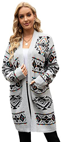 HEYPORK Damen Herbst Winter Warm Bequem Jacke Casual Mode übergangsjacke Mantel Frauen Herbst Winter Bauchfreie und Dünne Lange Jacke Aus Rautenstrick
