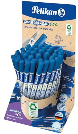 Pelikan Tintenlöscher Super Pirat eco, Strichstärke M (Multispitze) Tintenkiller zum Löschen und Überschreiben, 50 Stück