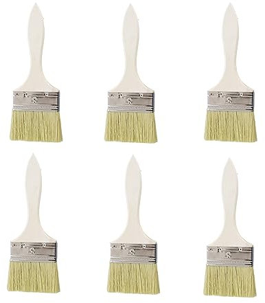Floatdream 6 Pennelli per Pittura,Pennello Pittura Muro,Pennello con setole di Cinghiale Pennelli Piatti Pennell,Per Pittura Acrilica,Acrilica e Vernice a Base d'acqua (19 x 7 cm, Giallo)