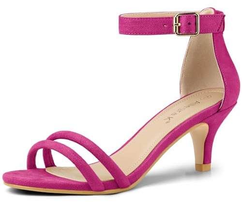Allegra K Women's Kitten Heel Ankle Strap Sandals Hot Pink 6.5 UK/Label Size 8.5 US