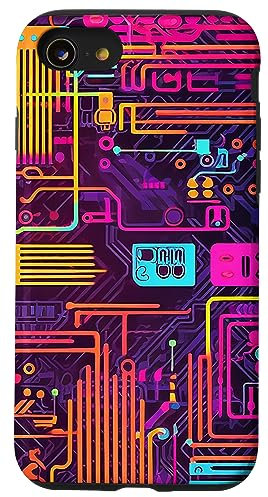 Coque pour iPhone SE (2020) / 7 / 8 Puce de carte mère Cyberpunk Gaming