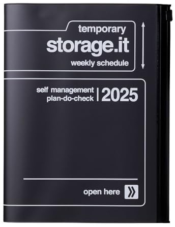 MARK'S 2024/2025 Taschenkalender A5 vertikal, Storage it, Black: Von September 2024 bis Dezember 2025