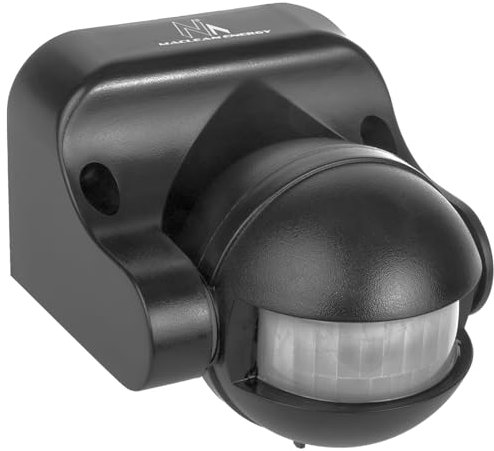 Maclean MCE358 Infrarot-Bewegungssensor 180° PIR-Bewegungssensor mit Dämmerungssensor Infrarot IP44 für Innen und Außen bis 12m Reichweite | Belastung 300/1200W (Grau)