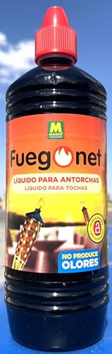 Huile combustible pour torches 1 l, avec bouchon de sécurité, liquide formulé pour l'allumage et l'éclairage des torches.