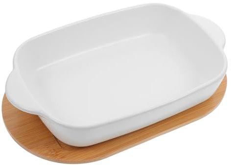 PRETYZOOM Fuente De Cerámica Para Horno Con Dos Asas Bandeja Decorativa Cuenco Para Ensalada y Aperitivos