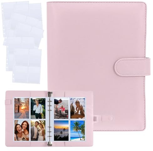 Photocard - Classeur Kpop - Format A5 - Porte-carte photo - 120 poches - 4 pochettes - 30 pages - Album photo à 6 anneaux - En cuir synthétique - Pour collection de photos