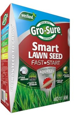 Gro-Sure Smart Lawn Seed Fast Start – Fast-Germinating Lawn Seed for Healthy, Green Grass – Ideal for New Lawns, Bare Patches, and Overseeding – Perfect for Garden and Lawns, 1kg (40m2)
