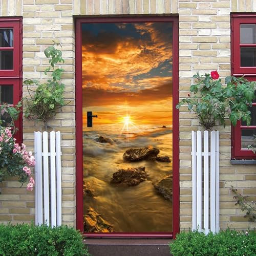 3D Türtapete Selbstklebend Sonnenuntergangslandschaft 80 X 200 Cm Diy Wandbild Pvc Wasserdicht Pvc Türtattoos Türposter Türaufkleber Fototapete Türfolie Für Tür,Wohnzimmer,Schlafzimmer - T-3939056095