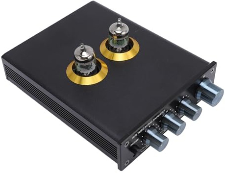 JWM5456 Röhrenvorverstärker - HiFi Stereo Vorstufe 3-Band EQ, Schutzschaltung & Rauscharm, 5X Verstärkung Aluminium, 97% Endstufen Kompatibel (6J1/GE5654 Röhren Wechselbar) (Black)