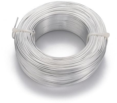 Aludraht Aluminiumdraht for die Schmuckgestaltung, die Herstellung von DIY-Halskettenarmbändern, 0,8 mm, 1 mm, 1,5 mm, 2 mm, 3 mm, weicher Perlendraht in Bonsai-Farbe, for Basteln von Lünetten(Silver,