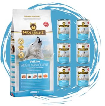 Wolfsblut Vetline Hundefutter - Weight Management, 12kg + 6x395g - Sparbundel, Sparpaket - inklusive Warnicks Tierfutterservice Hundesnack Goodie