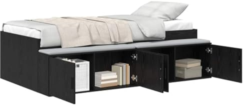 vidaXL Bettrahmen Schwarz Eichen-Optik 80 x 200 cm Holzwerkstoff, Stylische Schlafzimmermöbel, rechteckiger Bettgestell, Moderne Plattformbetten, geräumige Aufbewahrung, Stabiler Schlafkomfort