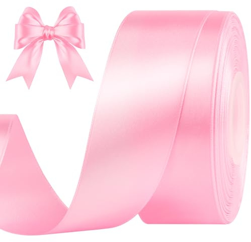 Vortify Satinband 40 mm Breit, 45 m Rosa Valentinstag Geschenkband, Schleifen Deko Valentinstagsband für Verpackung, Scrapbooking, Einladungsschreiben, Kunsthandwerk, Blumensträuße, Bastelarbeiten