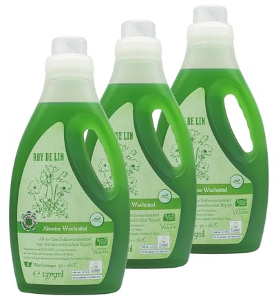 ROY DE LIN Waschmittel Almwiese – Mit EU Ecolabel & Österreichischem Umweltzeichen – Hergestellt in Österreich – Für helle und bunte Kleidung – Vegan, palmölfrei & mikroplastikfrei