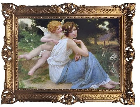 Lnxp Wunderschönes Gemälde 90x70 Guillaume Seignac Antiker Goldrahmen mit Klassischem Gemälde, Barock-Stil Ornamente, 19. Jahrhundert Kunstdruck