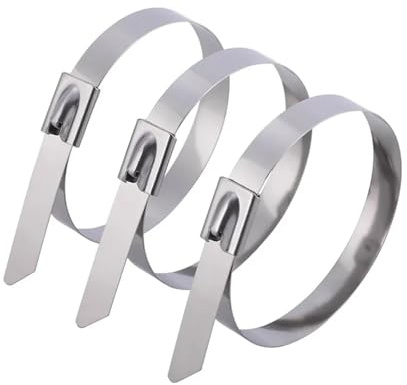 Fascette stringicavo in acciaio inox, 20/40 pezzi, riutilizzabili, autosigillanti, con anello di fissaggio, multiuso in metallo, organizer per cavi (20 pezzi, 4,6 x 200 mm)