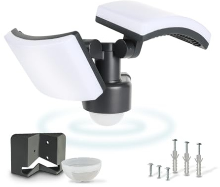 LongLife LED 2-fach LED Außenstrahler | 40 W | 4000 K Neutralweiß | Integrierter Bewegungsmelder | Anthrazit | IP65 | Energieeffizient | Langlebig & Robust