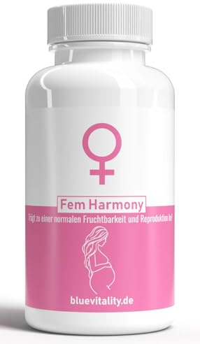 BlueVitality | Fem Harmony | Fertilità & PCOS | 180 capsule | Testato e certificato in laboratorio indipendente | Qualità dalla Germania