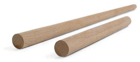 Woodsellers Eiche Rundstab Ø 20 mm [300–1000 mm Länge wählbar] – Massivholz-Rundstab naturbelassen & glatt gehobelt – technisch getrocknet – für Möbel, Basteln & DIY