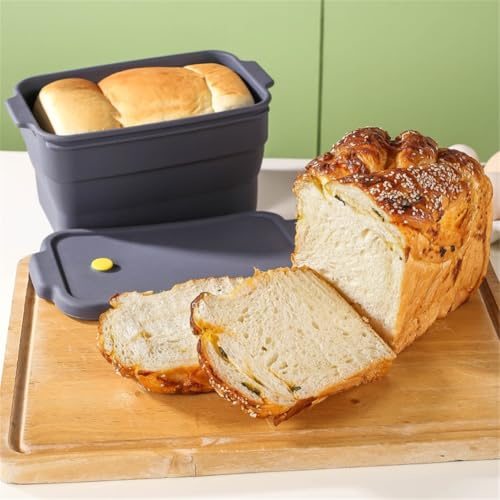 URPIZY Moule à cake en silicone pliable avec couvercle anti-adhésif flexible pour pain, muffins et gâteaux, 22,5 x 12,5 x 12,5 cm, gris