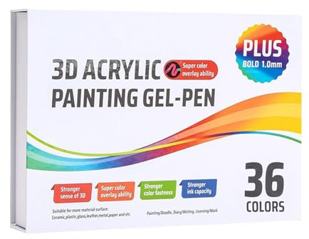 Ensemble de stylos à encre gel pour peinture acrylique – Marqueurs de coloriage multicolores rétractables, pointe fine de 1 mm avec nuancier | Stylos à encre acrylique professionnels pour loisirs