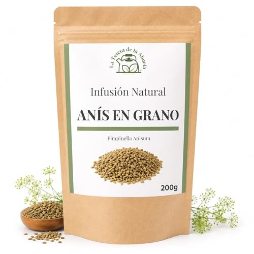 Anís en Grano 200 g – Semillas de Anís Verde – La Tetera de la Abuela | Para infusión digestiva, 100 % natural a granel