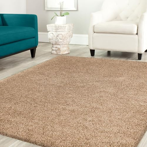 Shaggy Teppich Farbe Hochflor Langflor Teppiche Modern Uni Farben, Farbe:Beige, Maße:140x200 cm