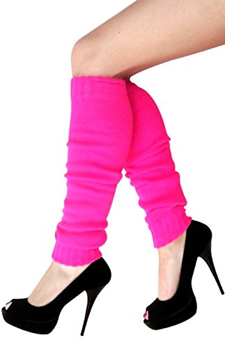 krautwear Damen 80er Jahre Outfit Schweißbänder Stirnband Set Beinstulpen Handschuhe Leggings Trashpop Pink
