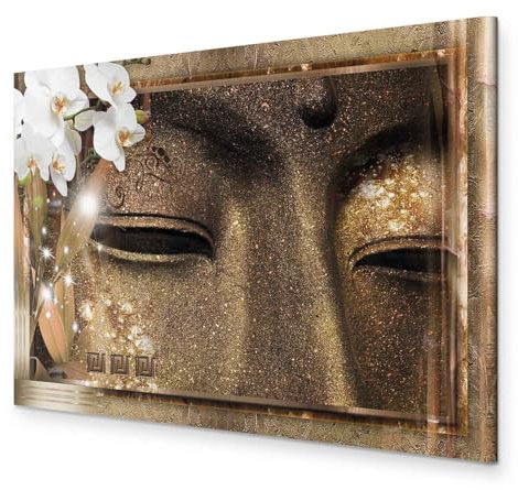 murando - Wandbilder XXL Buddha 90x60 cm 1 tlg - Wand Deko Vlies Leinwand Bilder Groß Wanddeko Wohnzimmer Schlafzimmer Kunstdrucke - Blumen Orchidee p-C-0013-b-a
