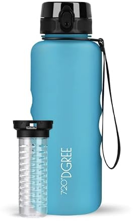 720°DGREE Gourde, Bouteille d’Eau “uberBottle“ +Tamis-Fruits – 350ml, 500ml, 650ml, 1l, 1,5l, 2l - Sans BPA, Étanche, Anti-Fuite, Réutilisable, Légère - Idéal pour École, Sport, Fitness, Gym, Travail