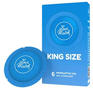 LoveMatch «King Size» 6 extra breite Kondome aus Italien - Rundfolien mit verschiedenen Designs - Retro Look