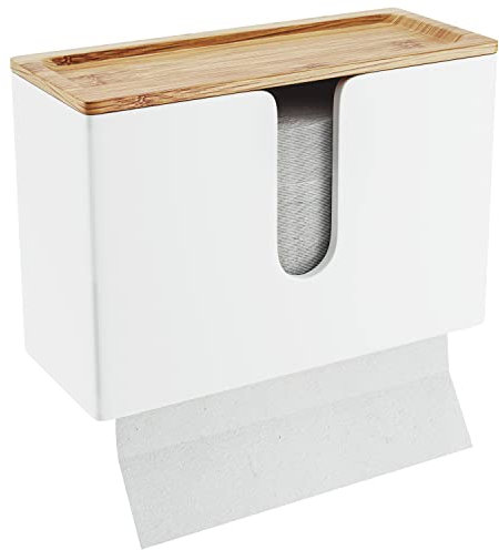 Nature Supplies Dispensador de Toallas de Madera de Bambú para Pared o Mesa - para Papel Secamanos Zig Zag Plegadas en C, en Z e Intercaladas…