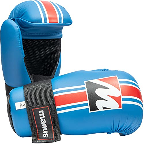 manus 5242-6003, Guanti da Ricevitore, per Football Americano Unisex-Adulti, Blu-Rosso, S