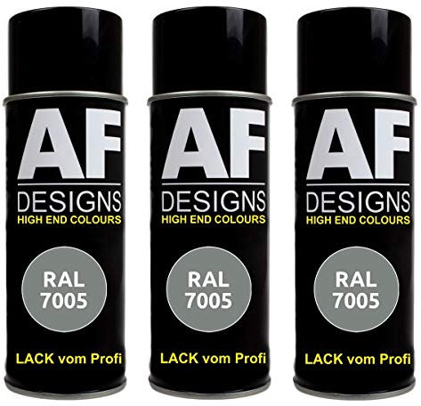 Alex Flittner Designs 3X Ral Pintura en Espray Pintura Coche Laca Colorida Lata de Aerosol RAL7005 Gris Ratón Mate