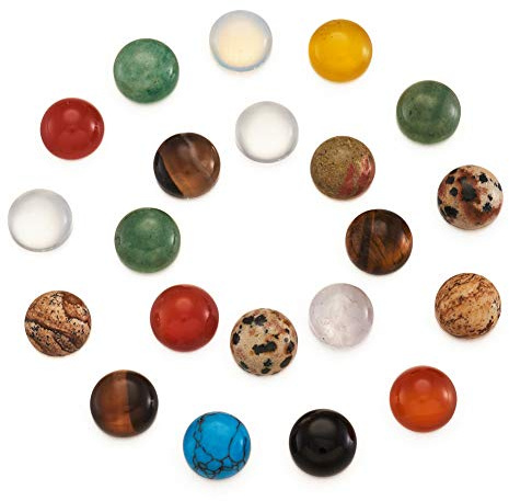 PandaHall 50 Stück natürliche halbrunde Edelstein-Cabochons 10 mm Halbedelsteine Perlen für DIY Schmuckherstellung (zufällige Farbe)