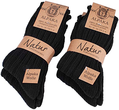 BRUBAKER 4 Paar Alpaka Socken mit Alpakawolle - Wintersocken