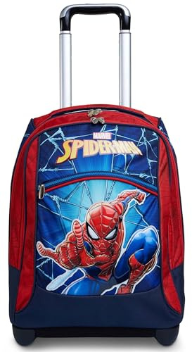 Seven BIG TROLLEY SPIDER-MAN WALL CRAWLER, Doppio Scomparto, Carrello fisso, Tasche multifunzione, Per bambini e ragazzi, Scuola elementare, Viaggi e tempo libero, Idea regalo