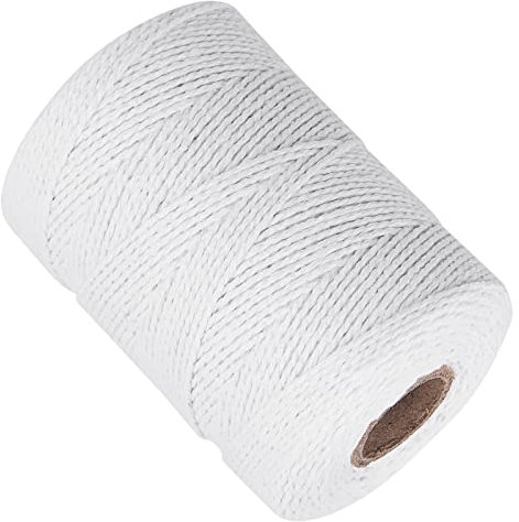 Ohtomber Cuerda de algodón blanco para carniceros, cuerda de 2 mm de grosor, cuerda de cocina para hornear carne y asar, cuerda natural para manualidades, jardinería, cordel de jardín, cuerda de