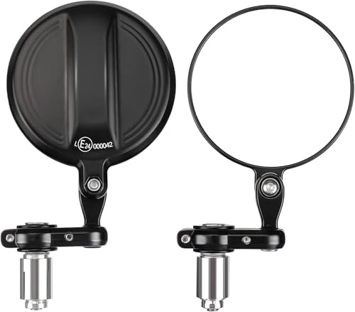 KEMIMOTO Universal Motorcycle Mirror, 360° Rotatable Motorcycle Handlebar Bar End Rear View Side Mirrors, Compatible with 7/8 in Handlebar and 0.51-0.83in (13mm-21mm) Handlebar Inner Diameter