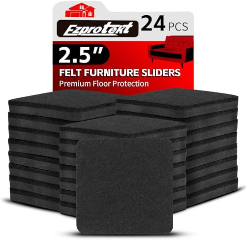 24 Stück cquadratische Filz-Möbelgleiter für Hartholzböden, Wiederverwendbare Filz-Möbelgleiter, Gleiter zum Bewegen Schwerer Sofas, Schreibtische, Tische, Couchen, Schränke, gleiten leicht und