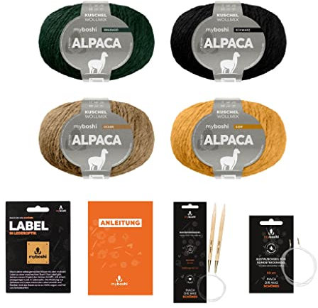 myboshi Urban Oasis Wollpaket, herbstliche Alpaca Wolle, Rundstricknadel, Austauschseil, Anleitung, Label, 20 Knäuel x 50g, Lauflänge 90m, Urban Oasis, 20 Knäuel + Rundstricknadel