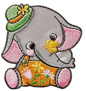Mono Quick 1217x Bärin oder Elefant mit Blumen Applikation, Bügelbild, Bär, Elefant, niedliches Patch (12172 - Elefant)