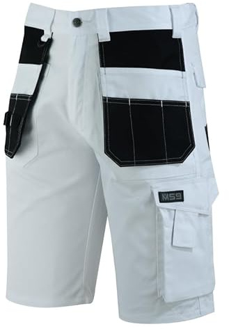 MS9 Mens Cargo Redhawk Holster Pockets Painter Tactical Work Working Shorts White