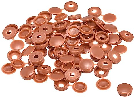 sourcing map 150Pcs 4mm Hinged Screw Cover Caps Plastic Fold Screw Snap Covers Washer Flip Screw Protection Cover for M2 M3 M4 Screws, Red Brown