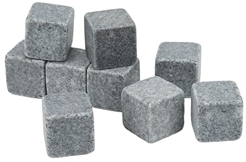 Whiskey-Kühlsteine, Flanellbeutel-Set, Whiskey-Steine, 2 cm, Natürliche Granit-Eisblöcke, Geschenke (9)