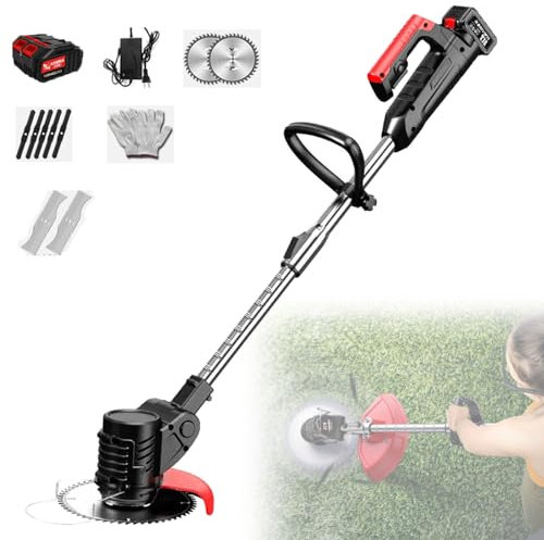 ZIXIAOS Electric Lawn Mower Rechargeable Li-Ion Battery Cordless Auto Release Lawn Mower for Home Garden Trimming for Green Gardening, Lawn Mower,two