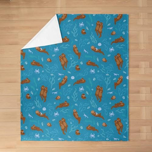 Kuscheldecke 130 x 150 cm 3D Otter Decke Flanell Fleecedecke Weich Warm Flauschig kuscheldecken Tier Wohndecke Decken für Sofadecke Couchdecke, Kinder Erwachsene L1151