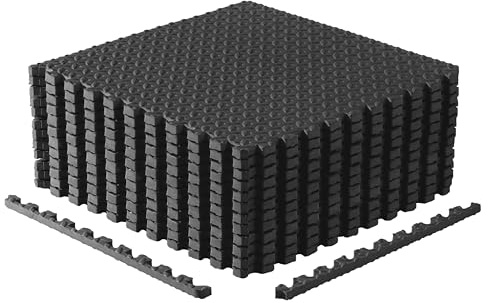 CAP Barbell 3/4-Inch Interlocking EVA Foam Exercise Puzzle Mat Home Gym Flooring - 2 Pack | 24 x 24 x 3/4 | Diamond Pattern - Black