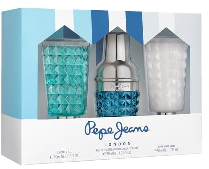 Pepe Jeans Life Is Now For Him Estuche Regalo Perfumes Hombre Pack de 3 Piezas Eau de Toilette 30ml, After Shave 50ml y Shower Gel 50ml Set Fragancia Aromática y Amaderada