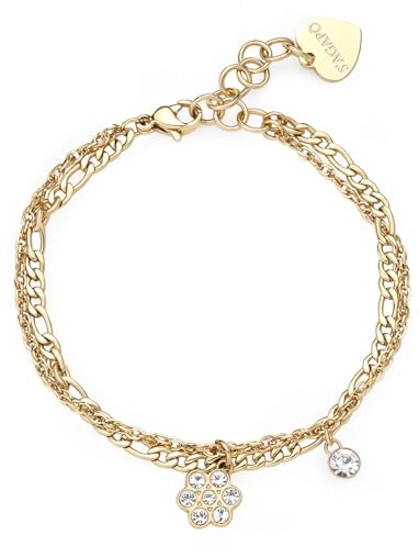 S'Agapõ Bracciale Donna in Acciaio e Cristalli con Simbolo Fiore | Collezione Aurora - SAR47